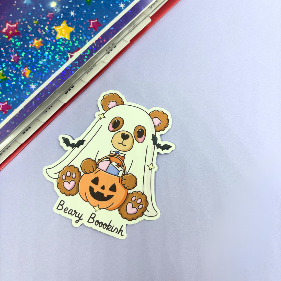 Beary Bookish Ghost Bear | Sticker Die Cut