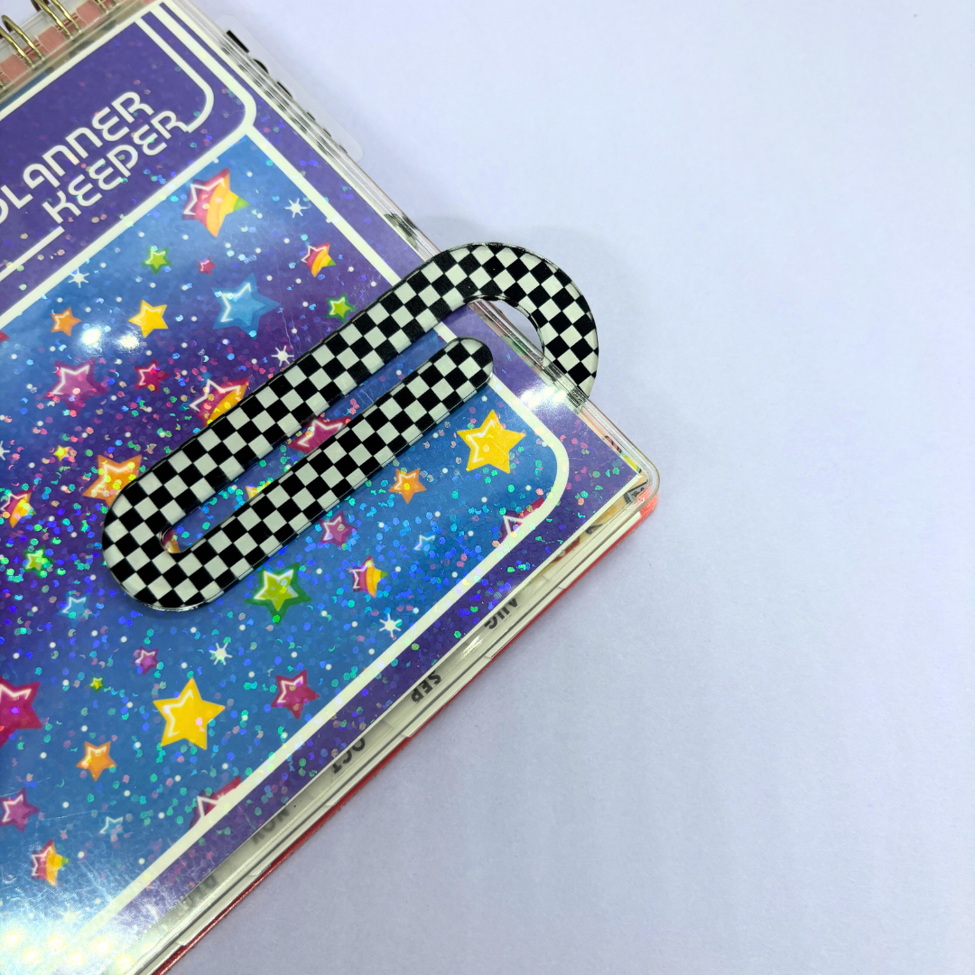 Checkered Print | Acrylic| Jumbo Paper Clip