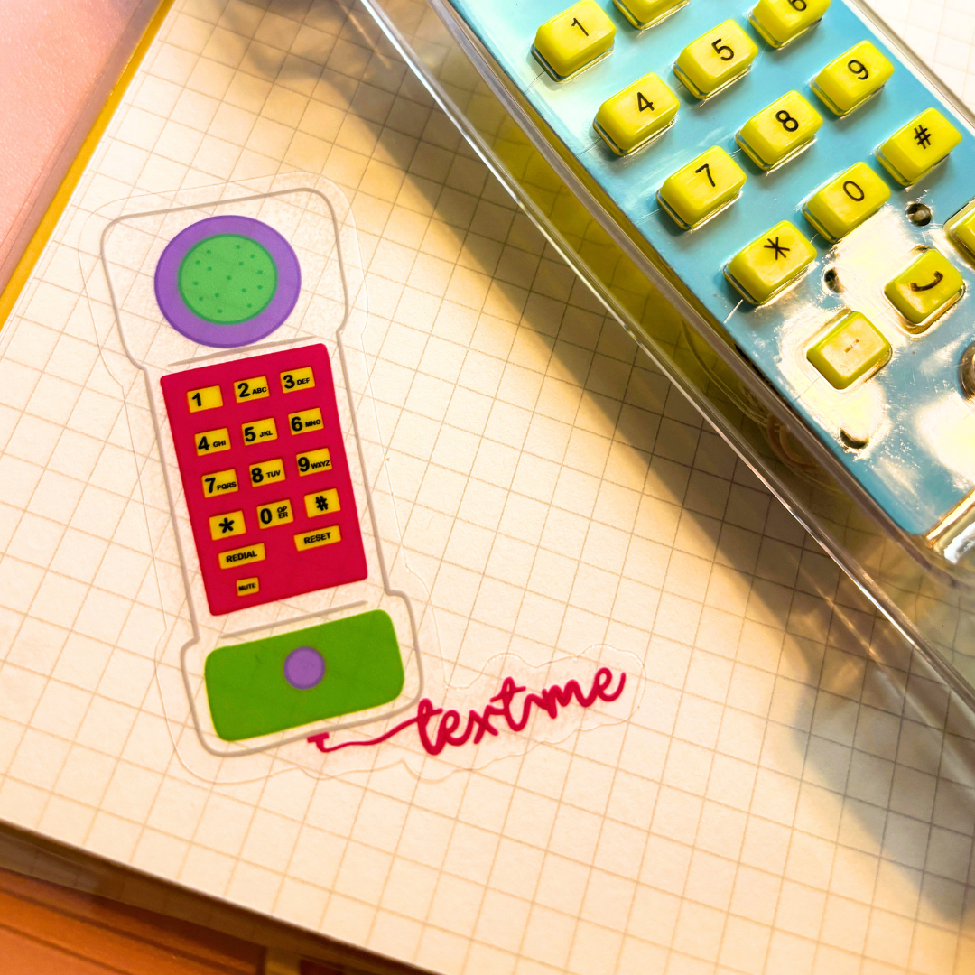 90's Transparent Landline Phone |Vinyl Sticker