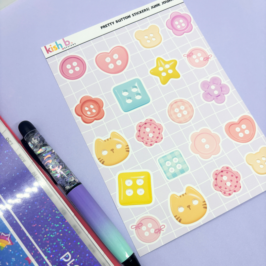 Pretty Button|Journal| Sticker Sheet