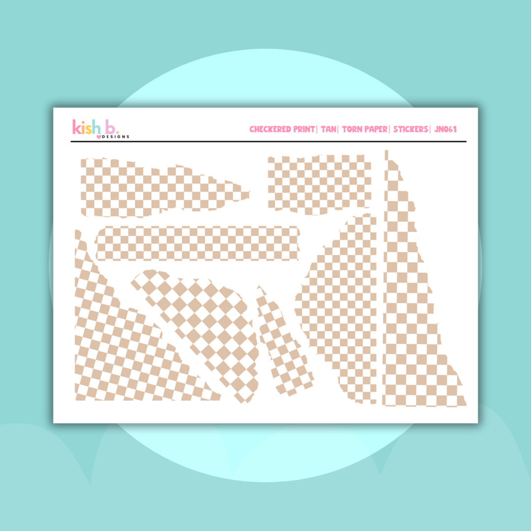 Checkered Print | Torn Paper| Stickers