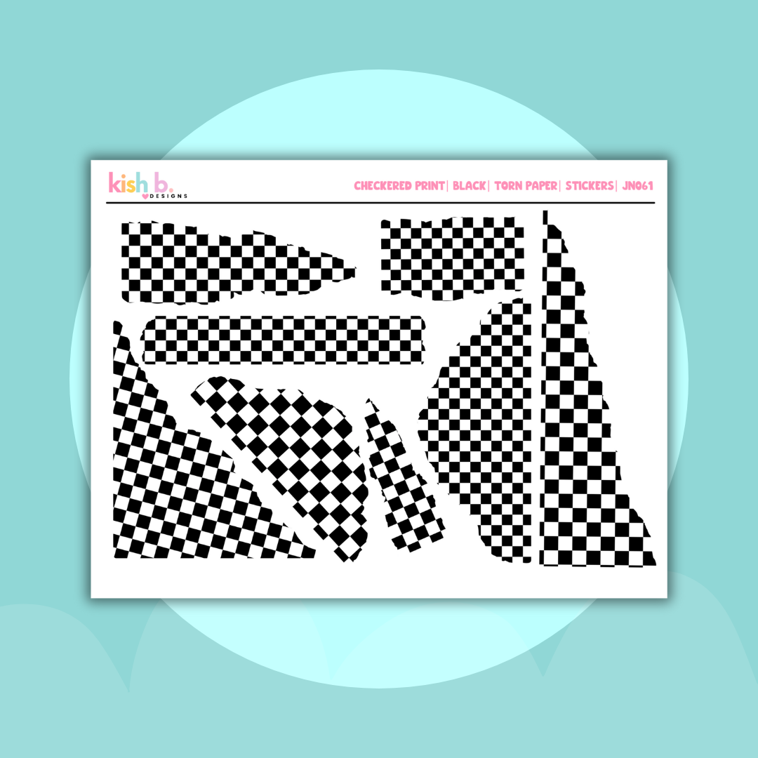 Checkered Print | Torn Paper| Stickers