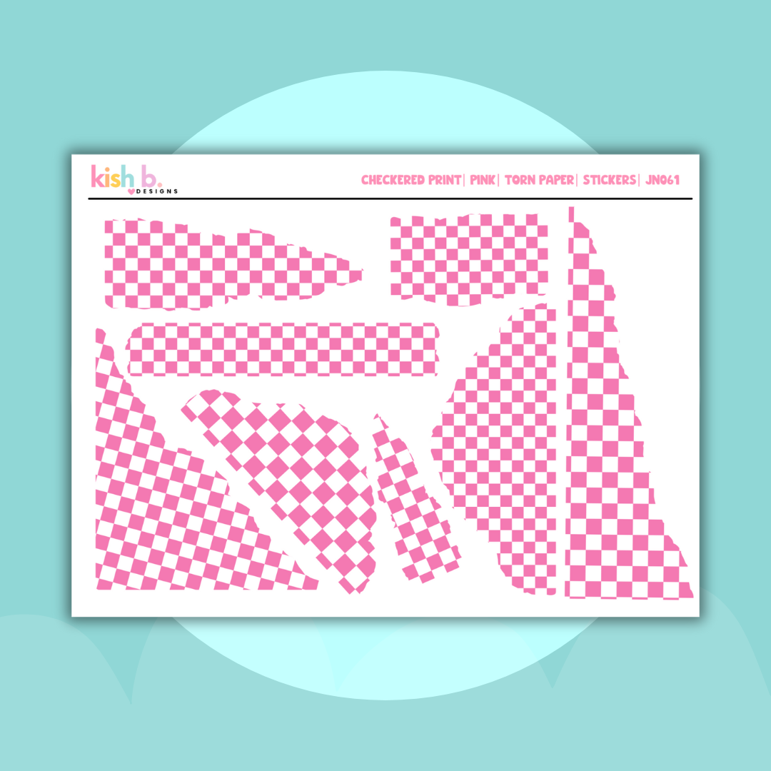 Checkered Print | Torn Paper| Stickers