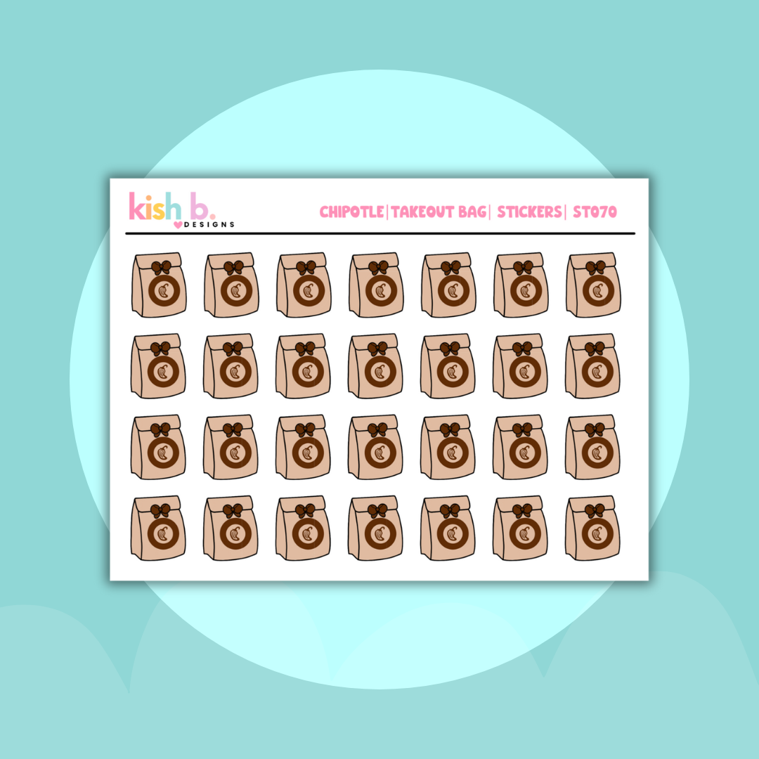 Chipotle| Takeout Bag| Doodle| Icon|Stickers