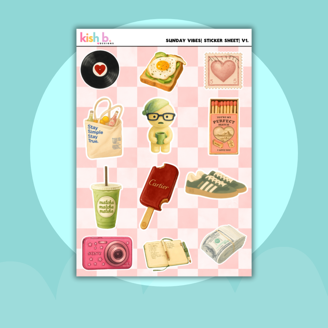 Sunday Vibes |Journal| Sticker Sheet