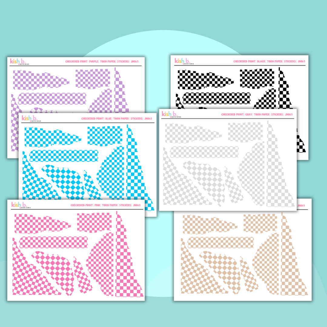 Checkered Print | Torn Paper| Stickers