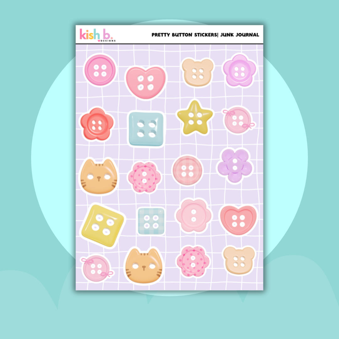 Pretty Button|Journal| Sticker Sheet