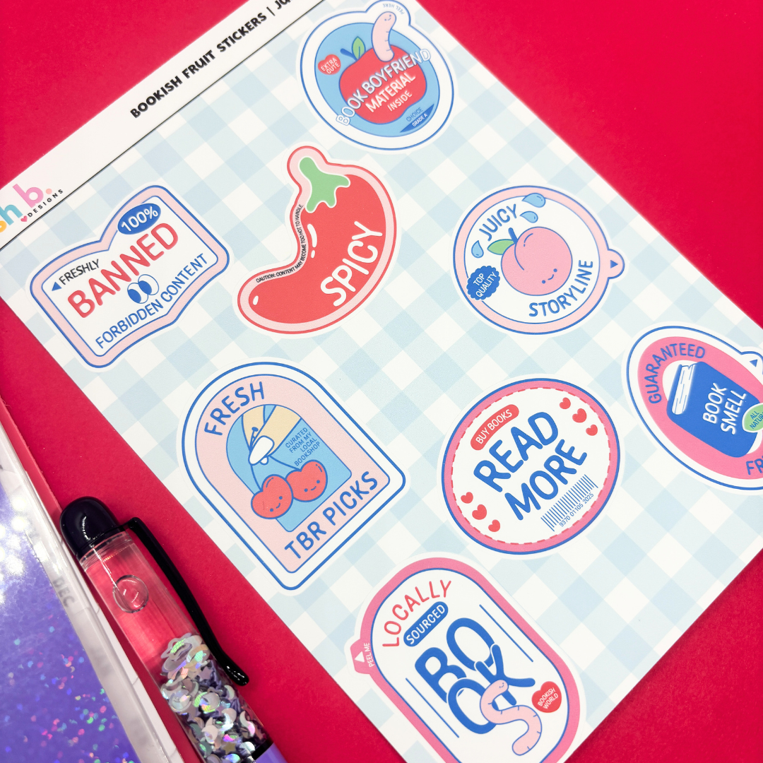 Bookish Fruit Stickers |Journal| Sticker Sheet