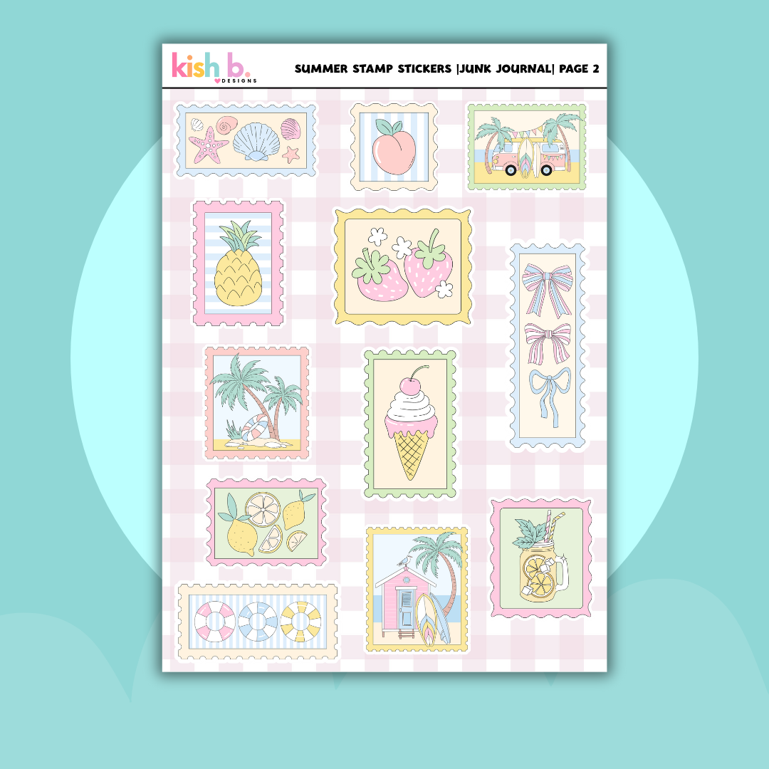 Summer Stamp |Journal| Sticker Sheet