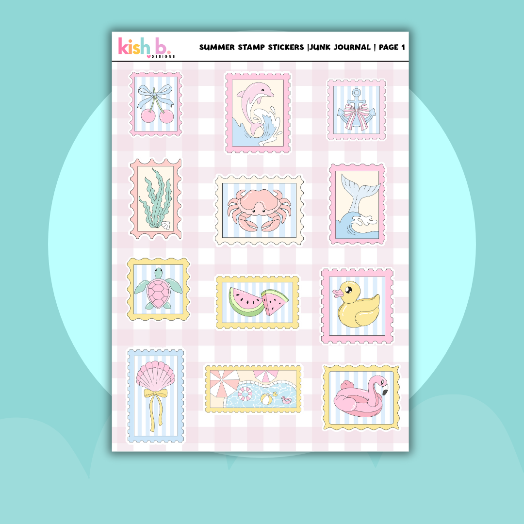 Summer Stamp |Journal| Sticker Sheet