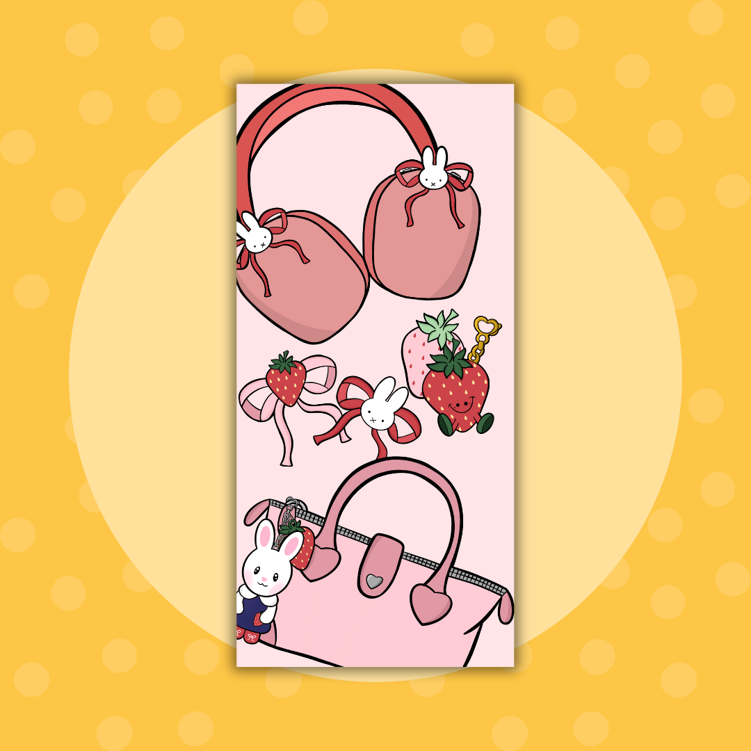 Strawberry Trinkets | Hobonichi Weeks| Full Page Sticker