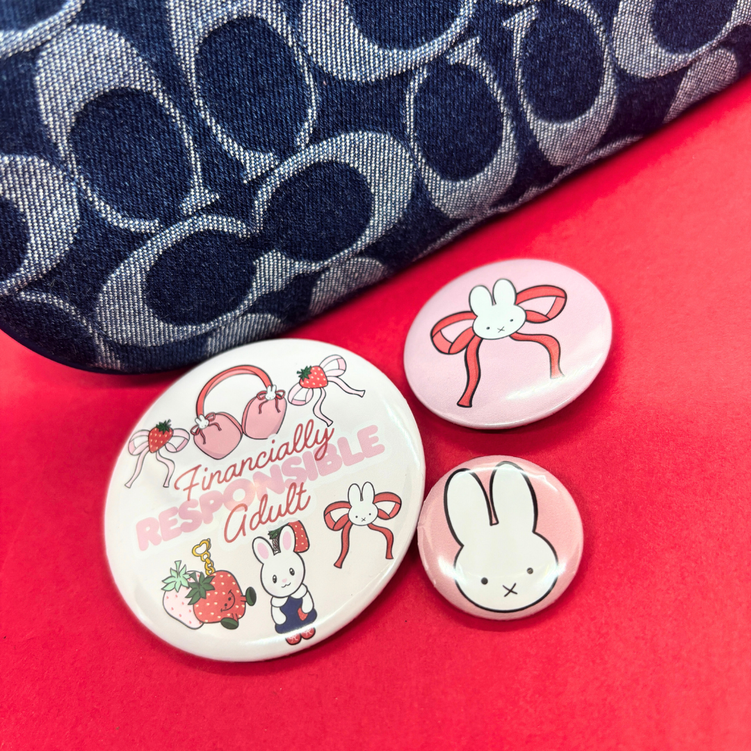 Financially Responsible Adult | Strawberry Trinkets| Pin Back Button Pack