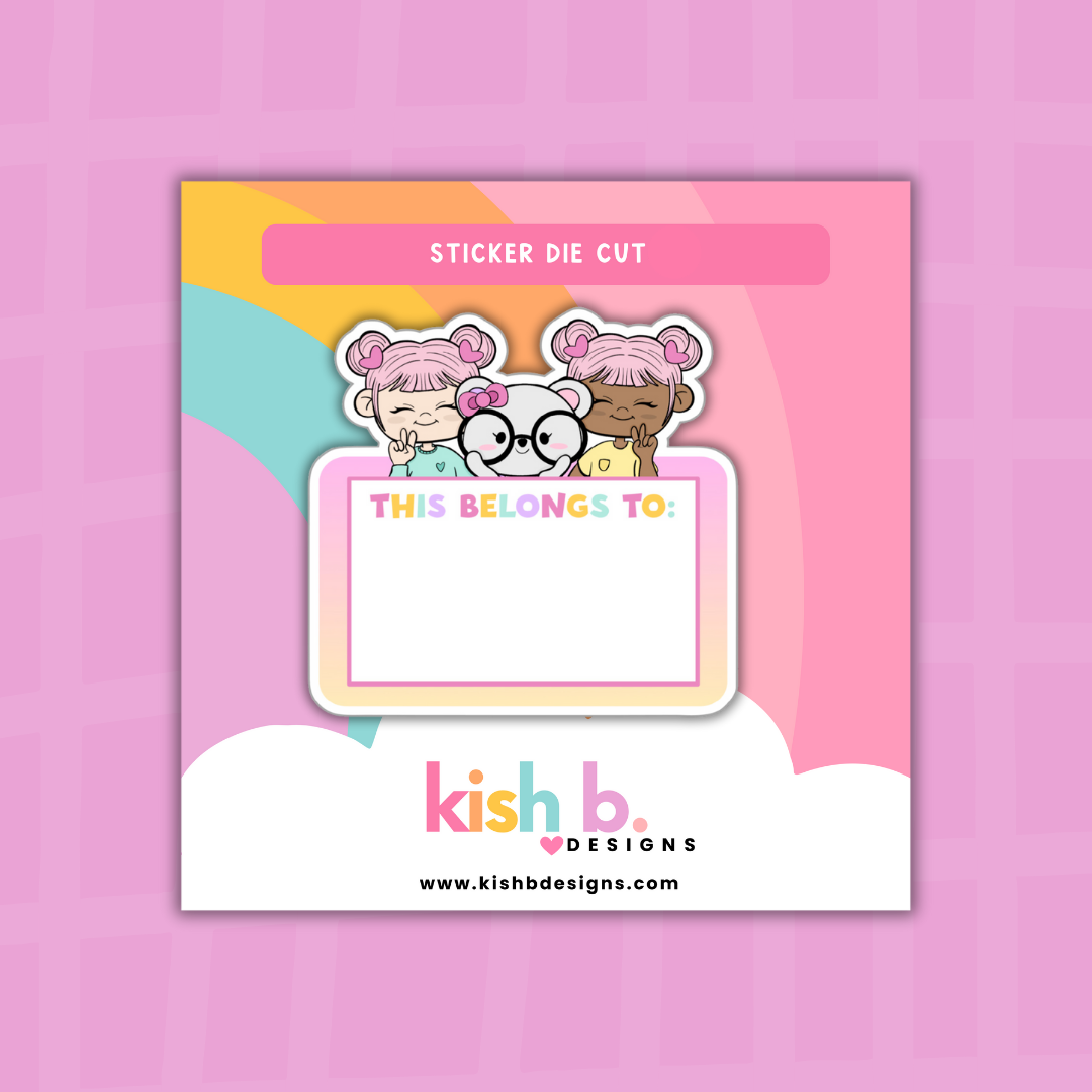 This Belongs To|Kenny & Emma Bear| Sticker Die Cut
