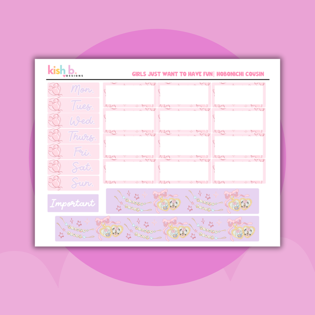 Girls Just Want To Have Fun| Hobonichi Cousin| Planner Kit