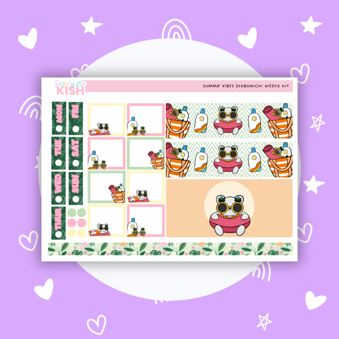 Summa' Vibes | Hobonichi Weeks | Sticker Kit