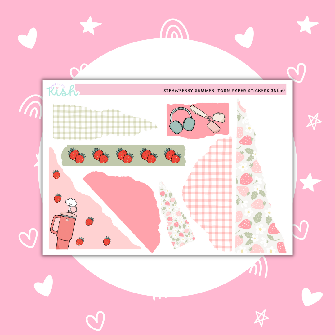 Strawberry Summer | Torn Paper| Stickers