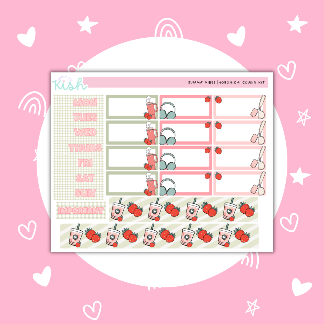 Strawberry Summer | Cousin| Sticker Kit