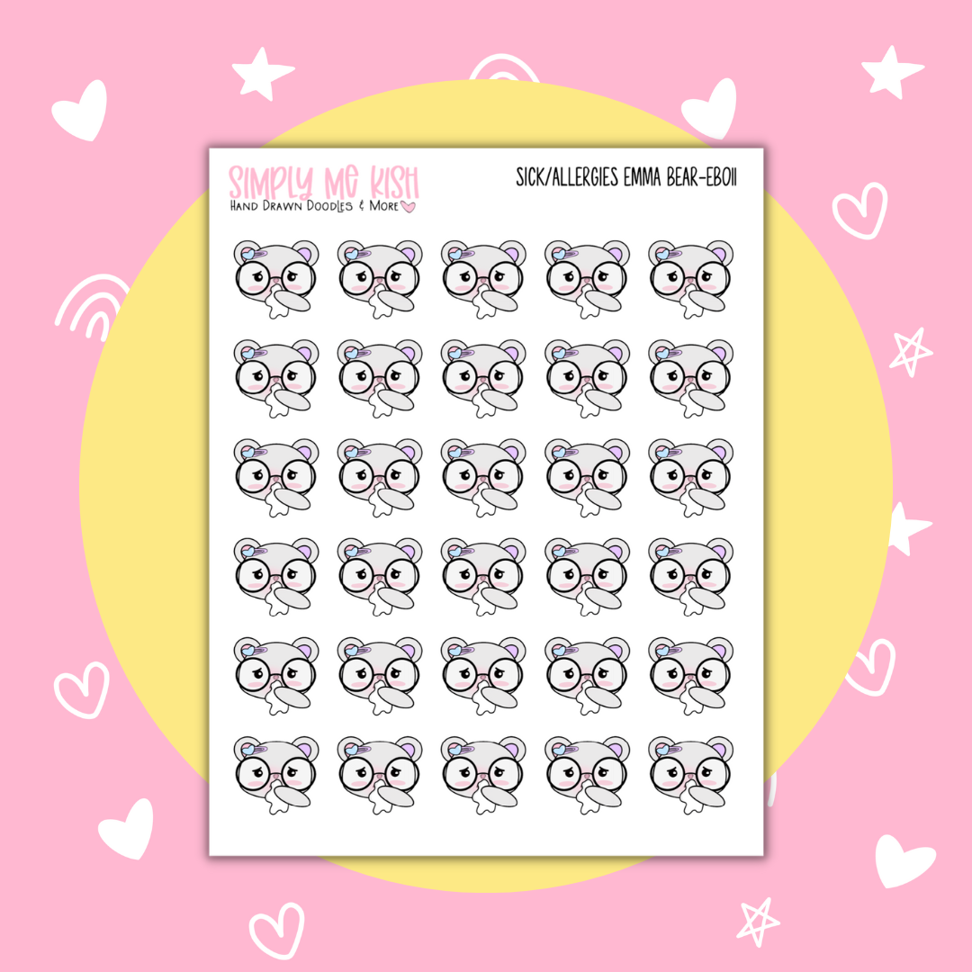 Sick| Allergies | Emma Bear| Doodle| Stickers