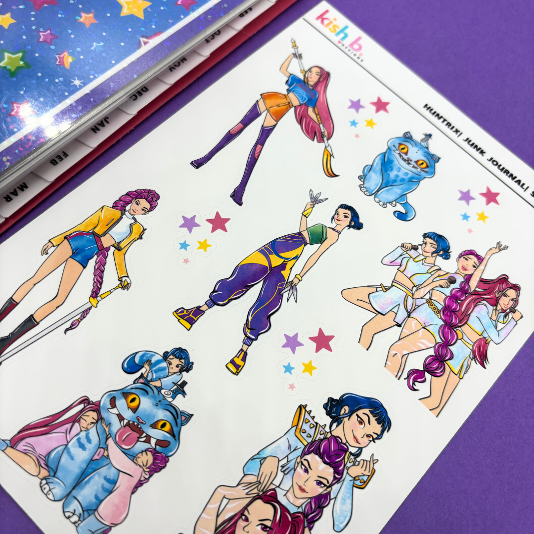 Huntrix| KPop| Demon Hunters  |Journal| Sticker Sheet