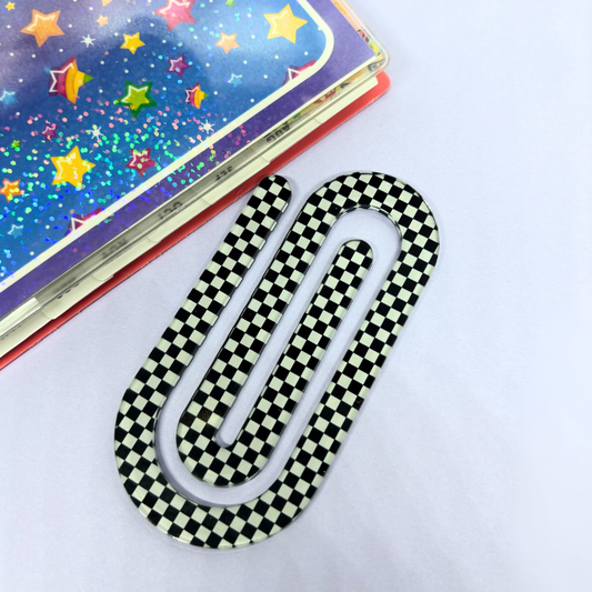 Checkered Print | Acrylic| Jumbo Paper Clip