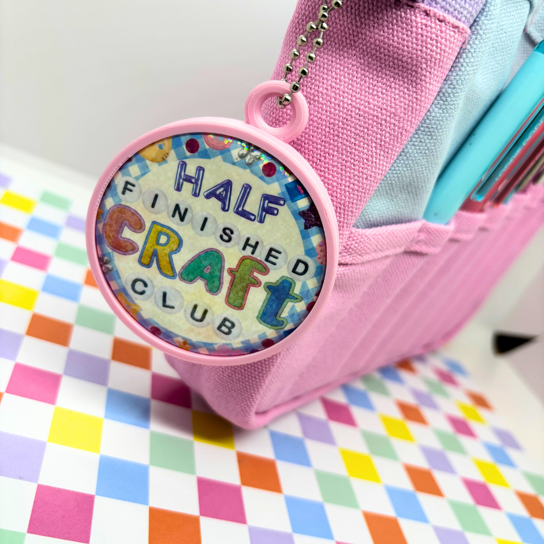 Half Finished Craft Club | Large| Pin Back Button + Button Keeper Bag Charm