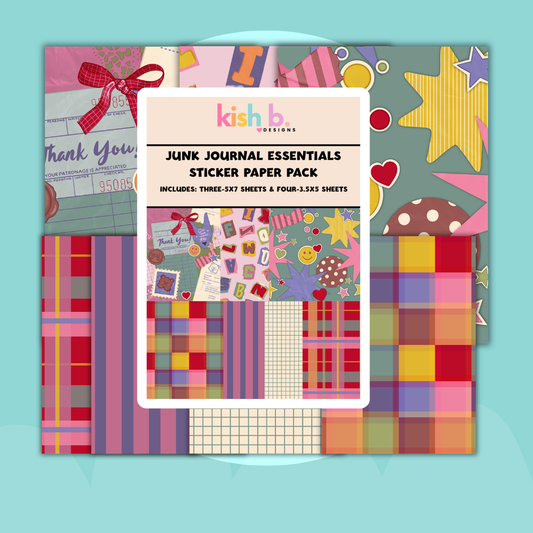 Junk Journal Essentials-Paper Pack |Journal| Sticker Sheet(s)