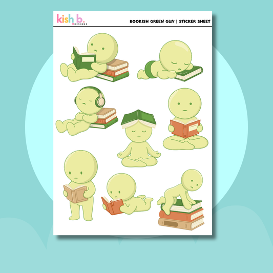 Bookish Green Men |Journal| Sticker Sheet