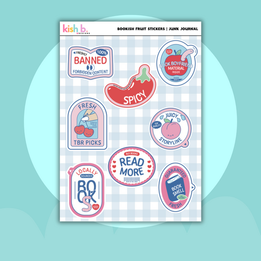 Bookish Fruit Stickers |Journal| Sticker Sheet