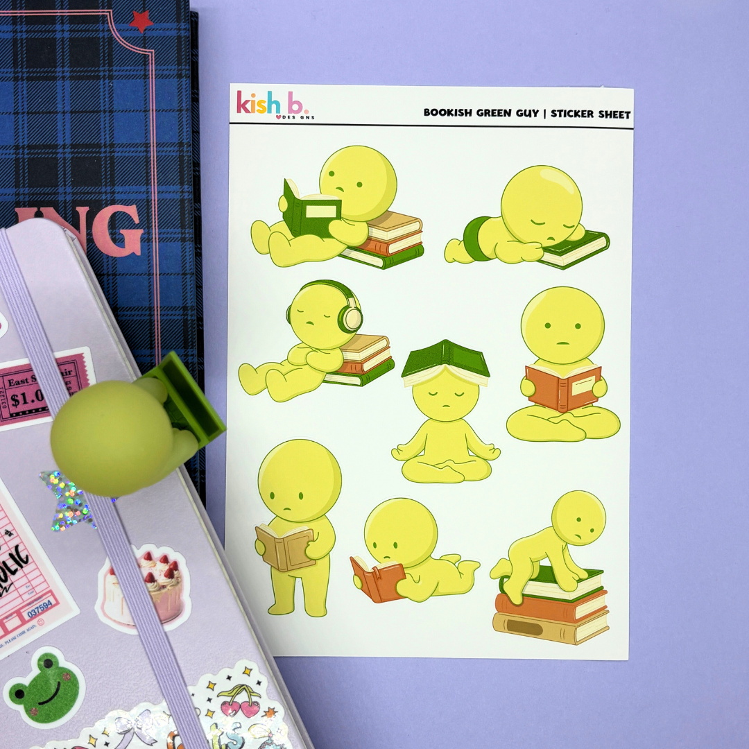 Bookish Green Men |Journal| Sticker Sheet