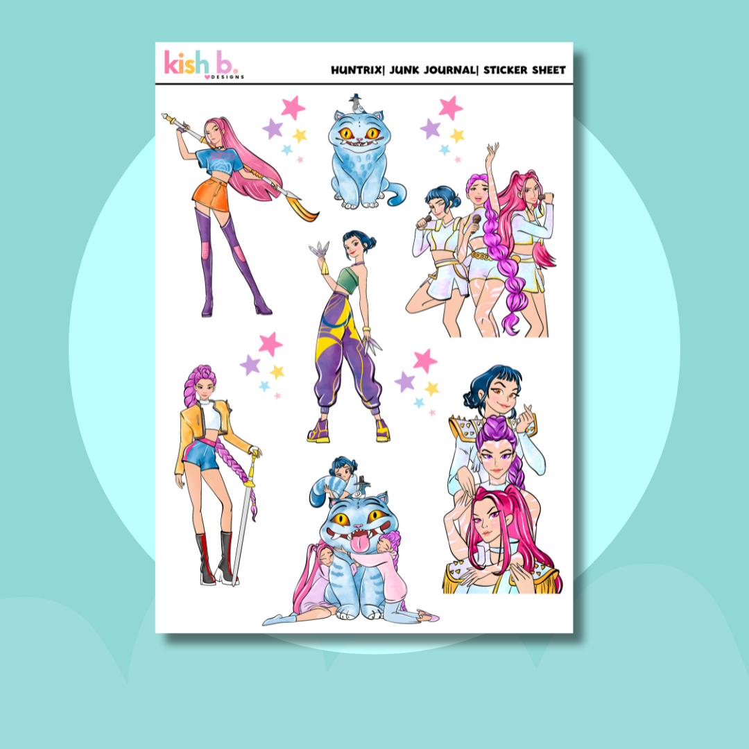 Huntrix| KPop| Demon Hunters  |Journal| Sticker Sheet