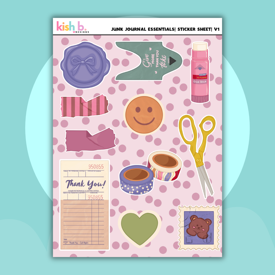 Junk Journal Essentials |Journal| Sticker Sheet(s)