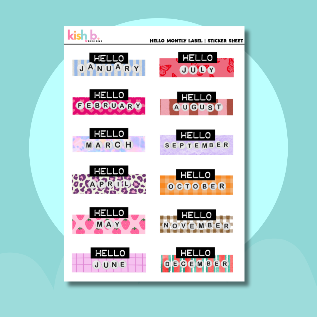 Hello Monthly  |Journal| Sticker Sheet