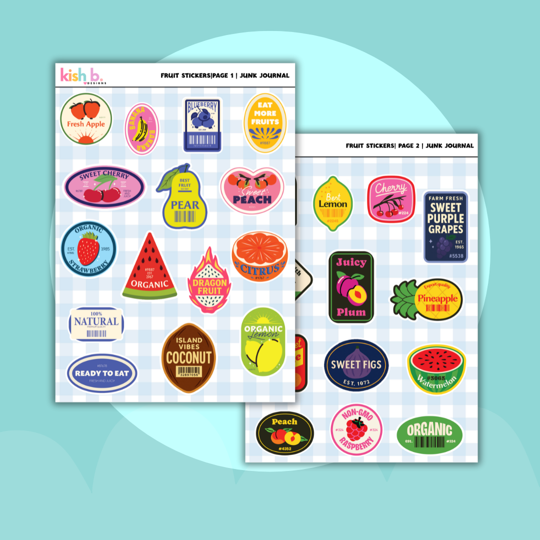 Fruit Stickers |Journal| Sticker Sheet