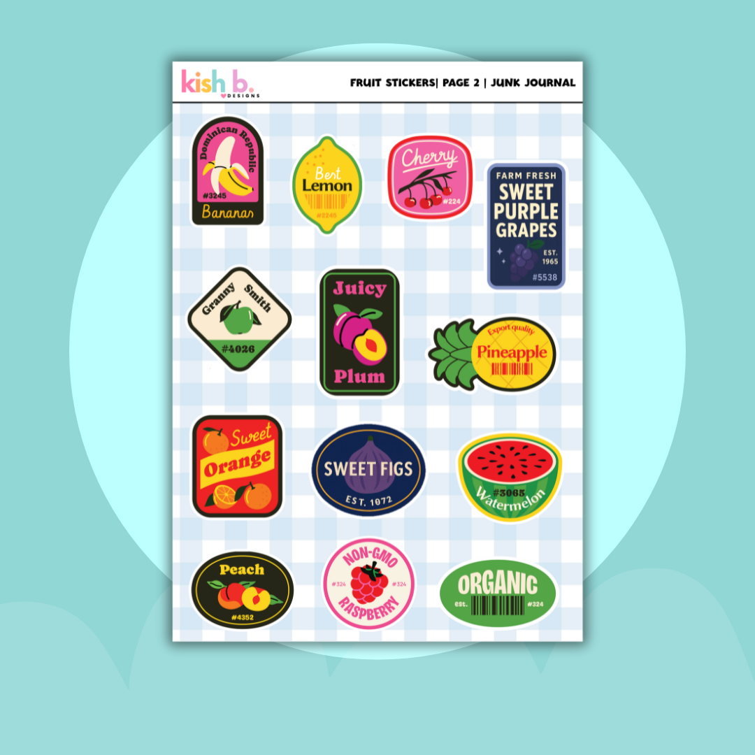 Fruit Stickers |Journal| Sticker Sheet