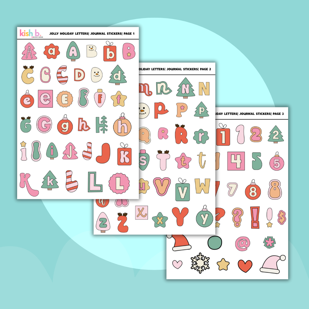 Jolly Holiday Letters | Journal Stickers