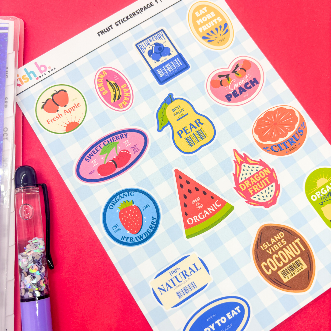 Fruit Stickers |Journal| Sticker Sheet