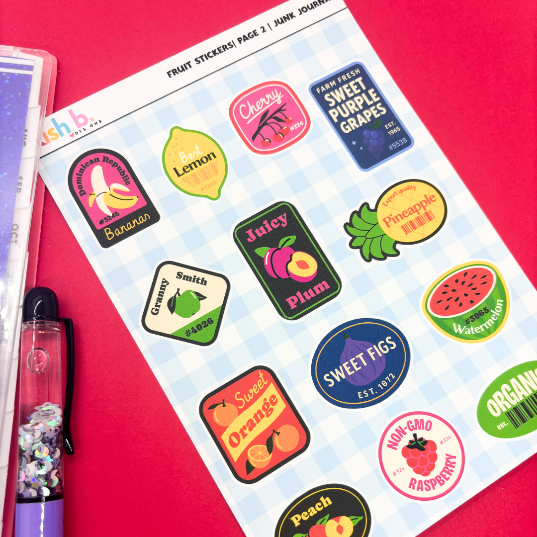 Fruit Stickers |Journal| Sticker Sheet
