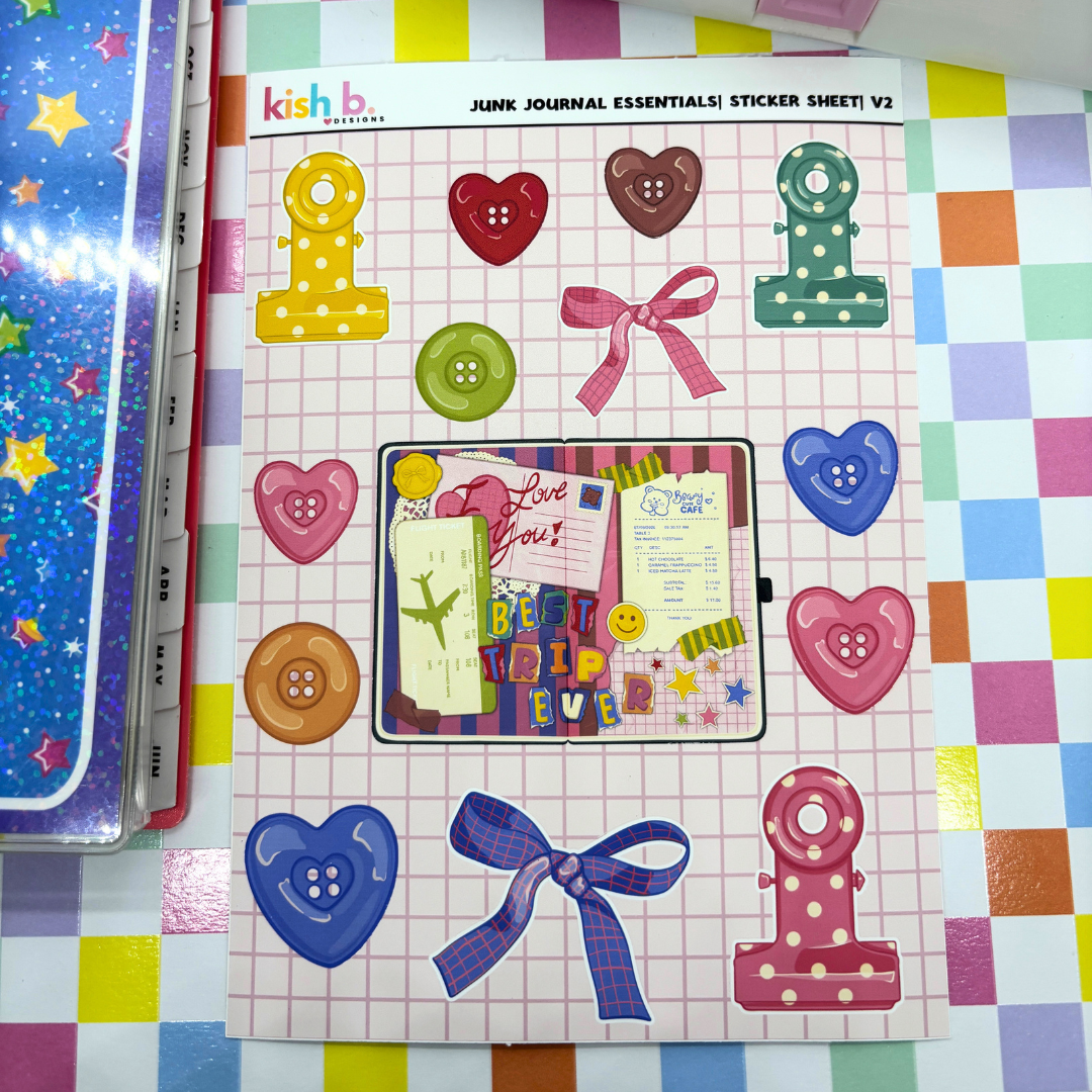 Junk Journal Essentials |Journal| Sticker Sheet(s)