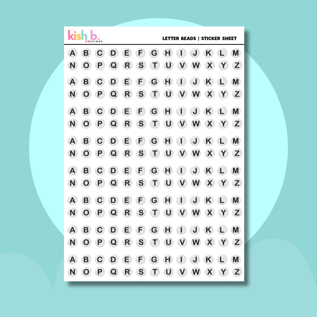 Letter Beads |Journal| Sticker Sheet