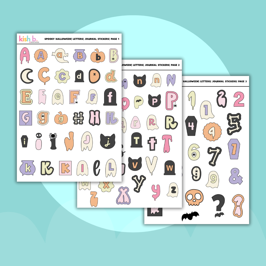 Spooky Halloween Letters | Journal Stickers