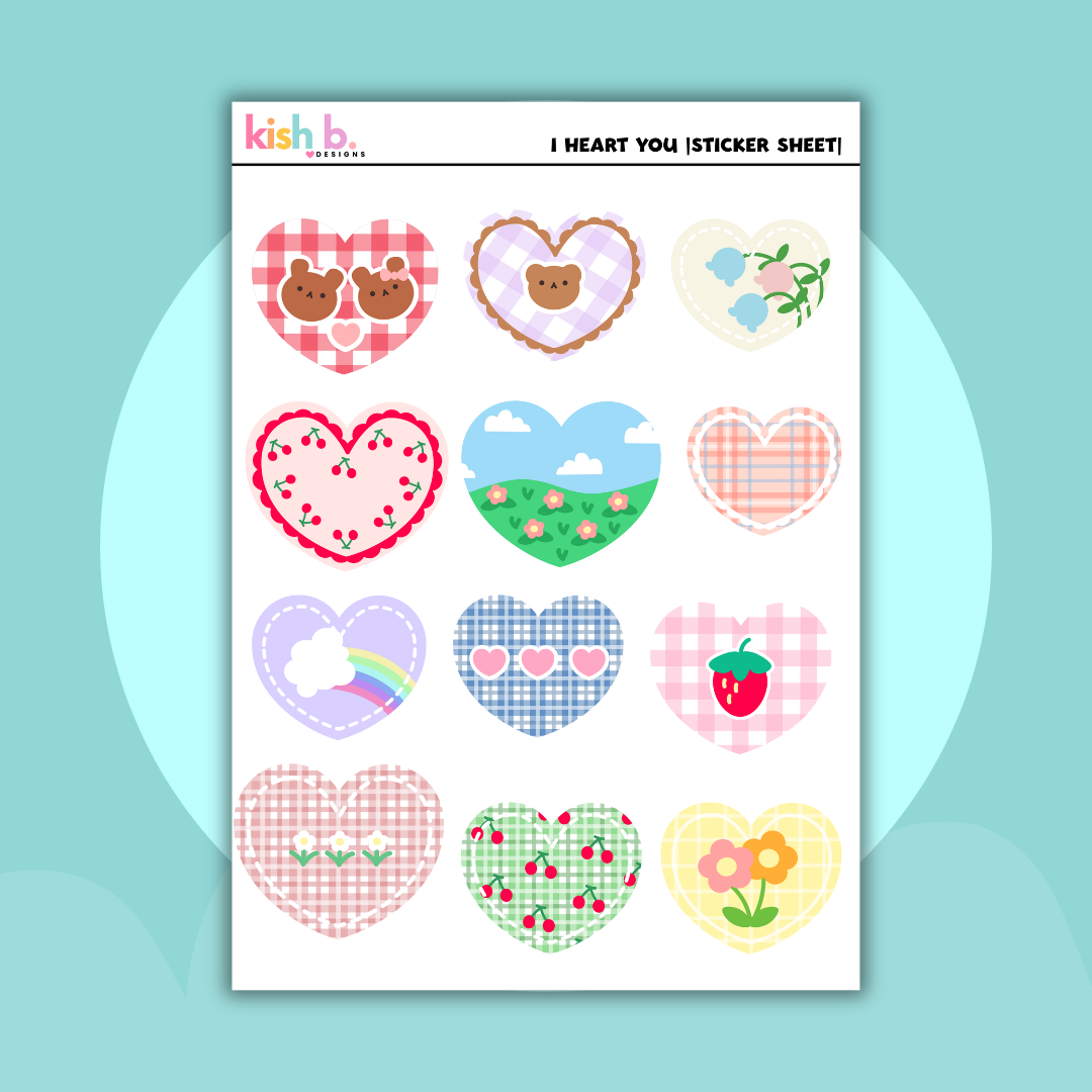 I Heart You |Journal| Sticker Sheet