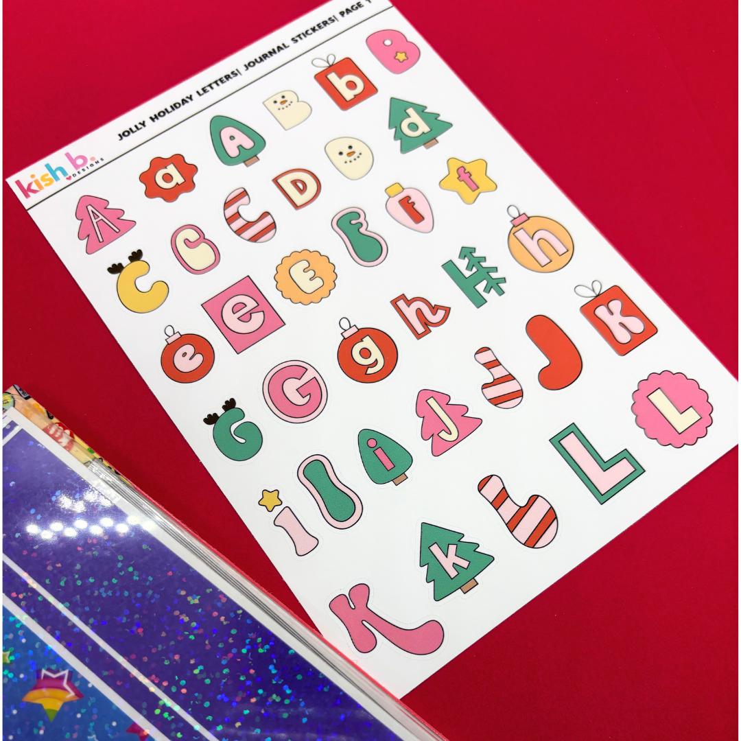 Jolly Holiday Letters | Journal Stickers