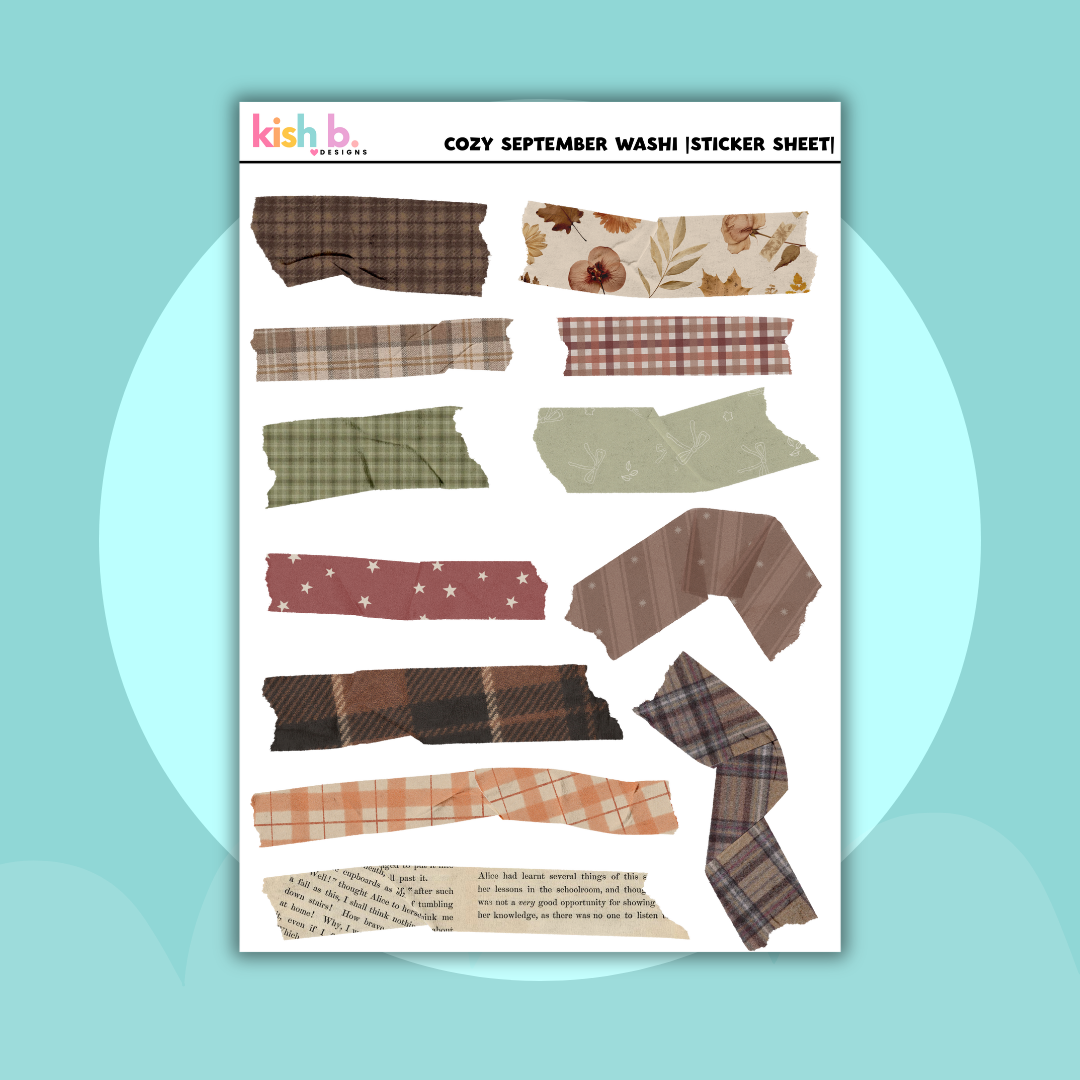 Cozy September Washi |Journal| Sticker Sheet