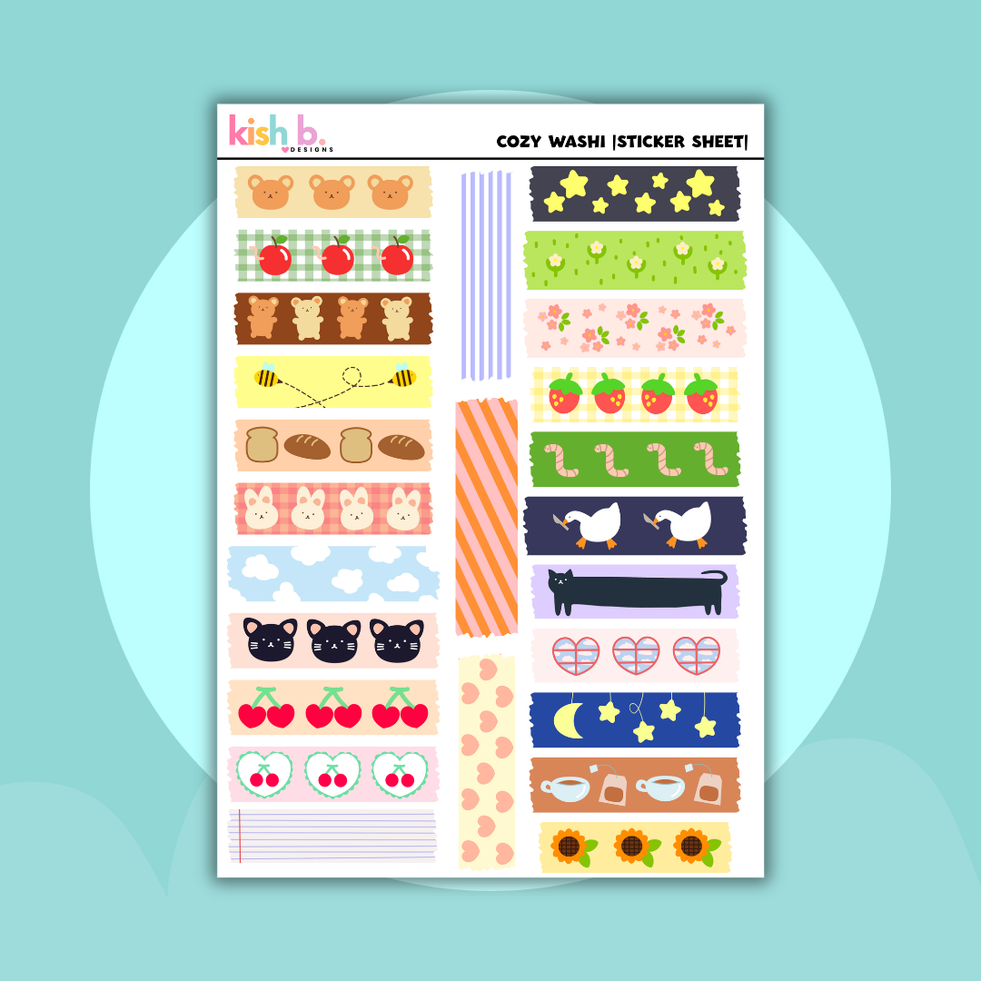 Cozy Washi |Journal| Sticker Sheet