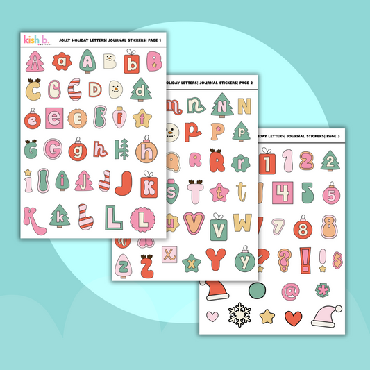 Jolly Holiday Letters | Journal Stickers