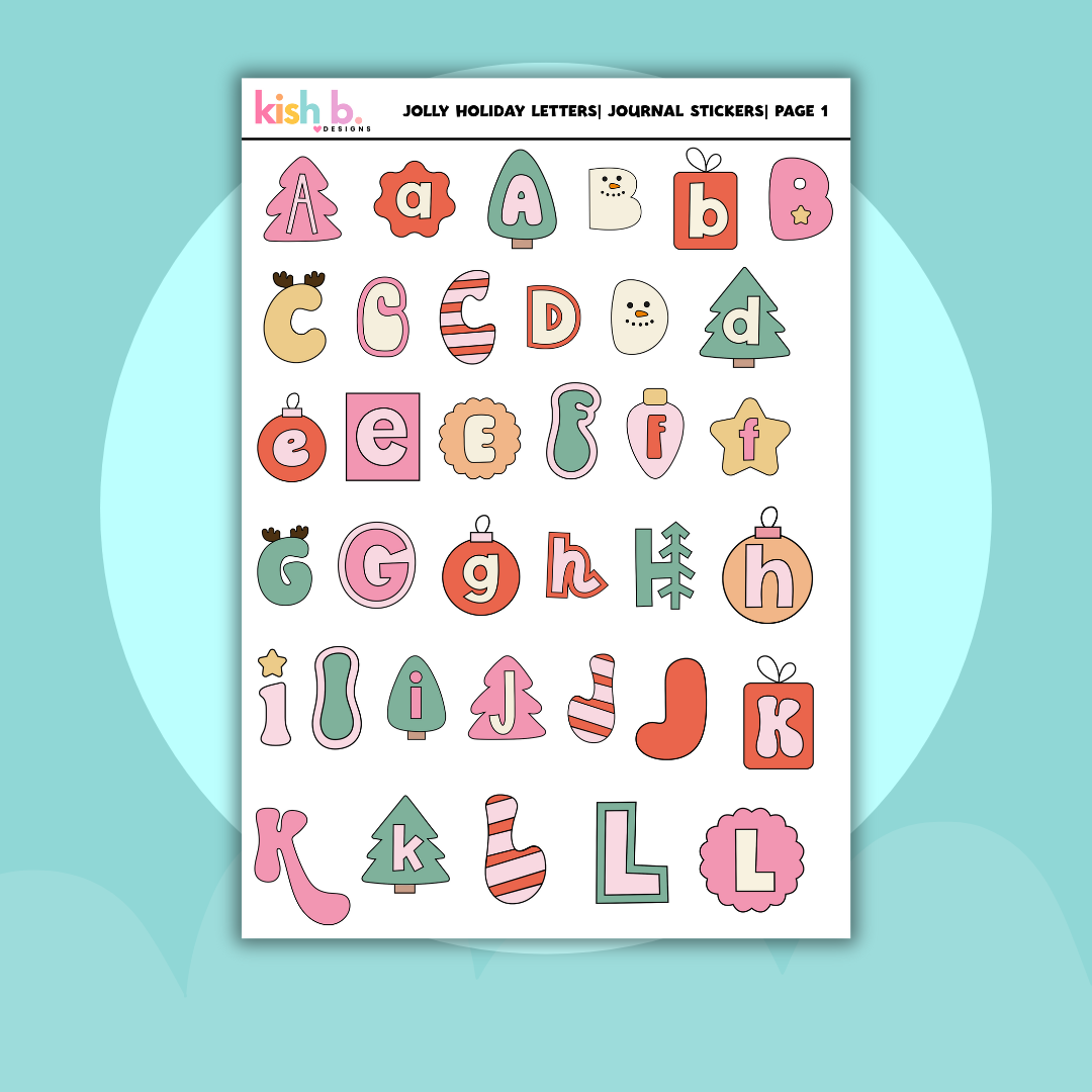 Jolly Holiday Letters | Journal Stickers