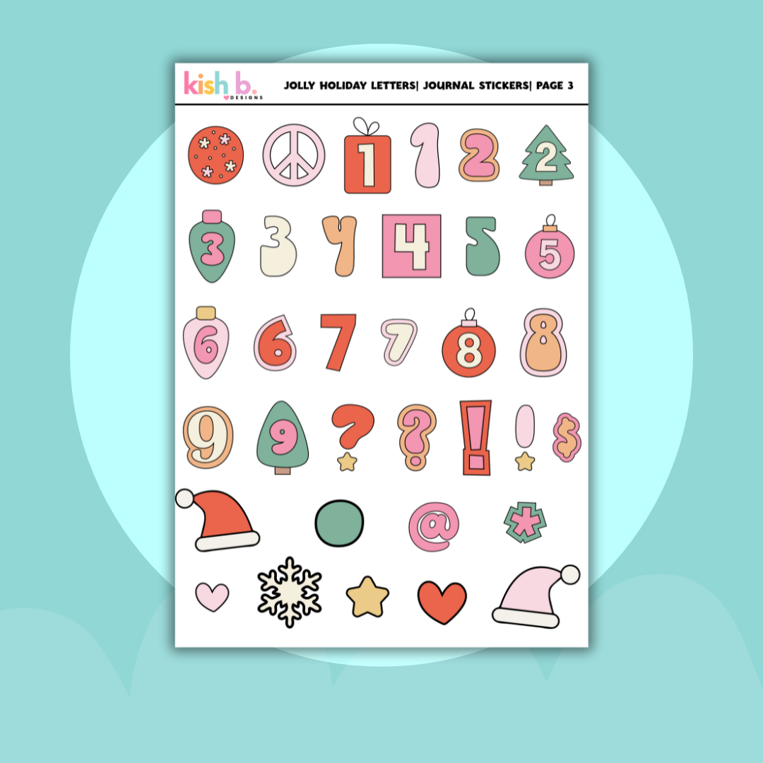 Jolly Holiday Letters | Journal Stickers