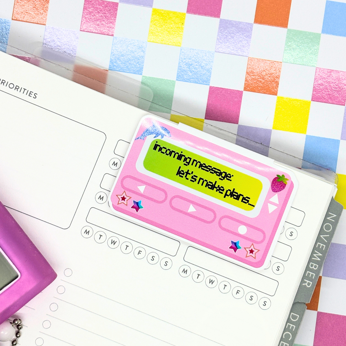 Let's Make Plans| Pager| Beeper|90's| Magnetic Bookmark
