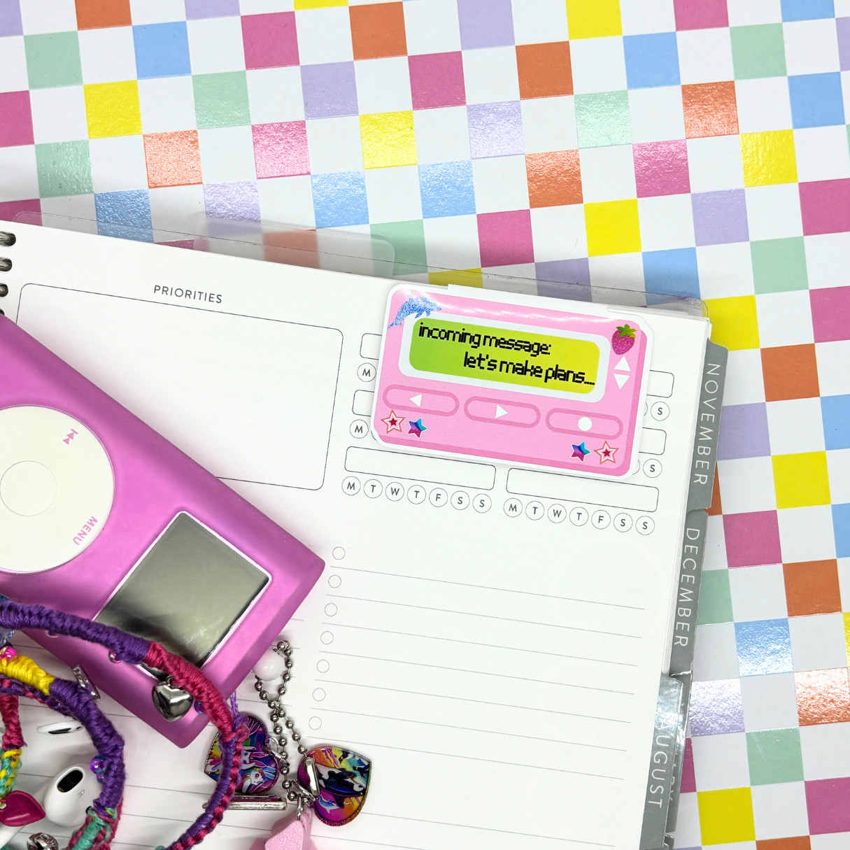 Let's Make Plans| Pager| Beeper|90's| Magnetic Bookmark