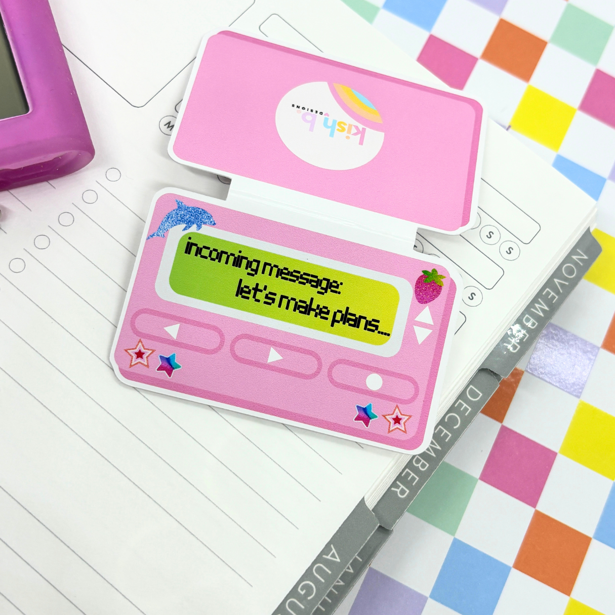 Let's Make Plans| Pager| Beeper|90's| Magnetic Bookmark